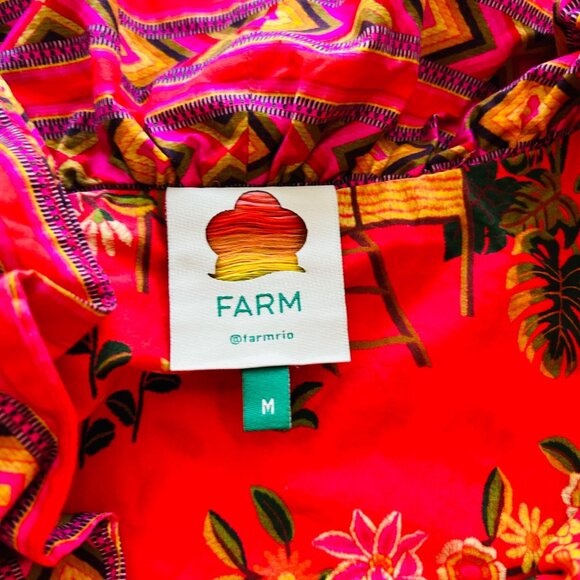 FARM RIO Womens Sz M Red Secret Garden Organic Cotton Maxi Dress - Picture 10 of 16